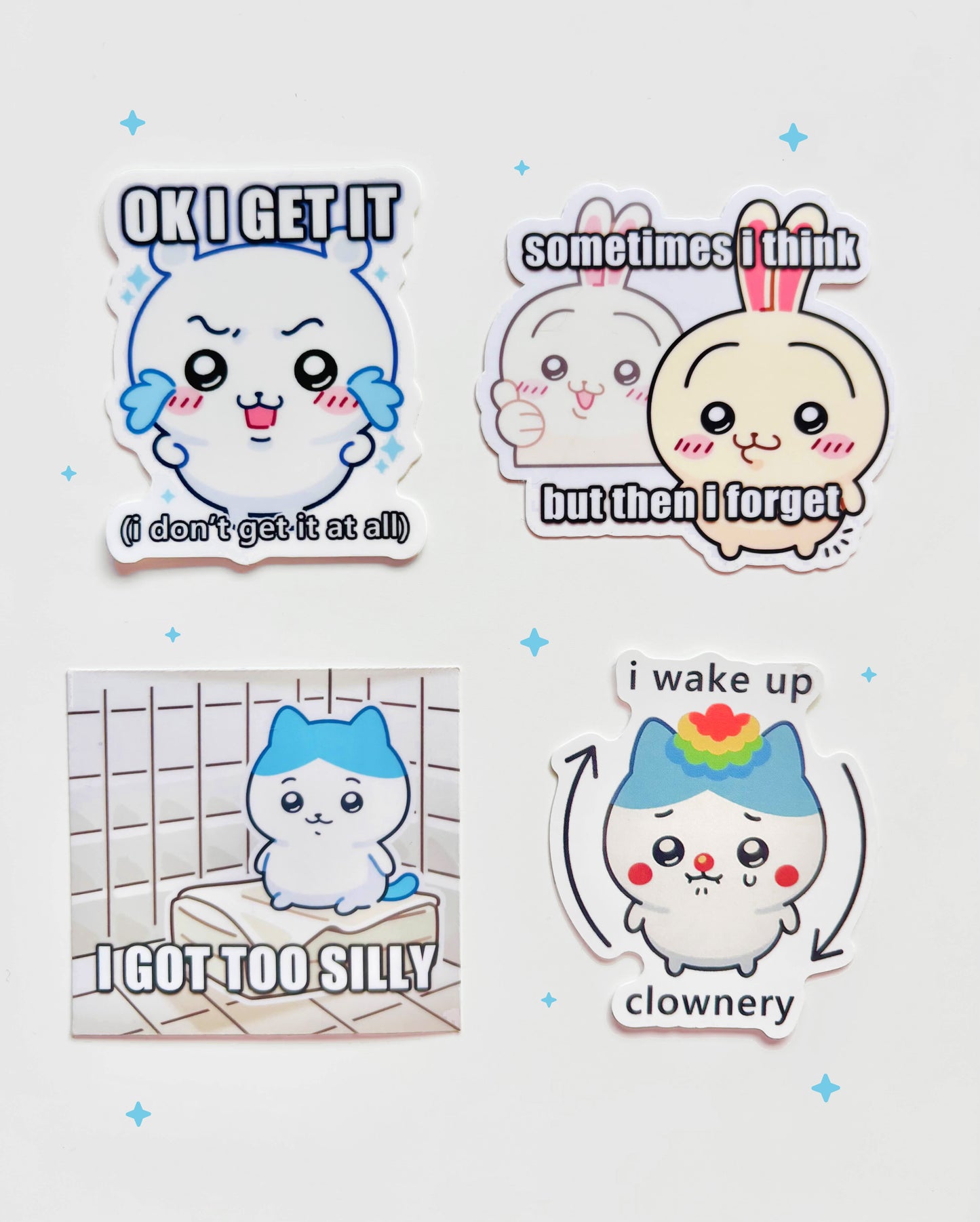 chiikawa hachiware usagi meme stickers (2.5" - 3" vinyl stickers)