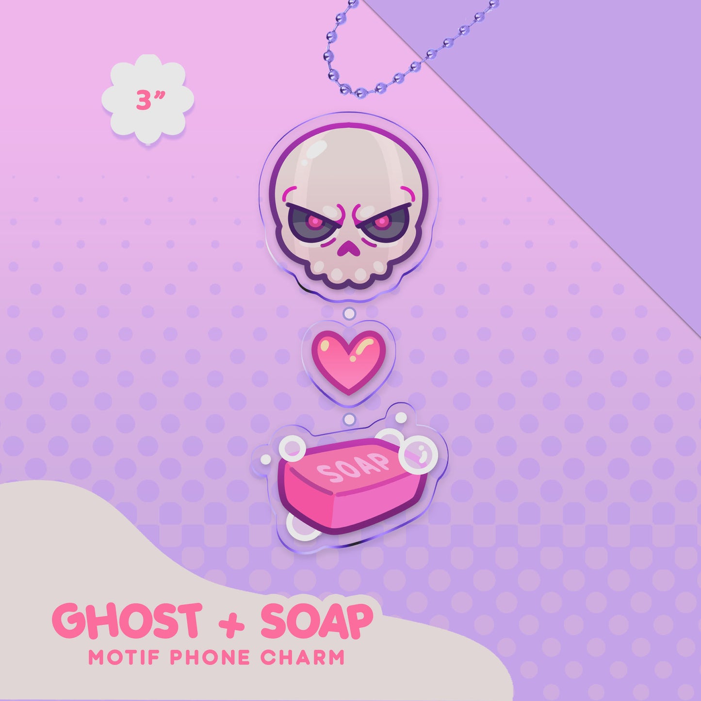 ghost and soap motif linked phone charm | call of duty