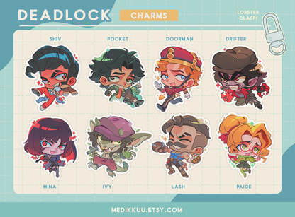 SET 1 deadlock charms keychains | (2.5" Epoxy)