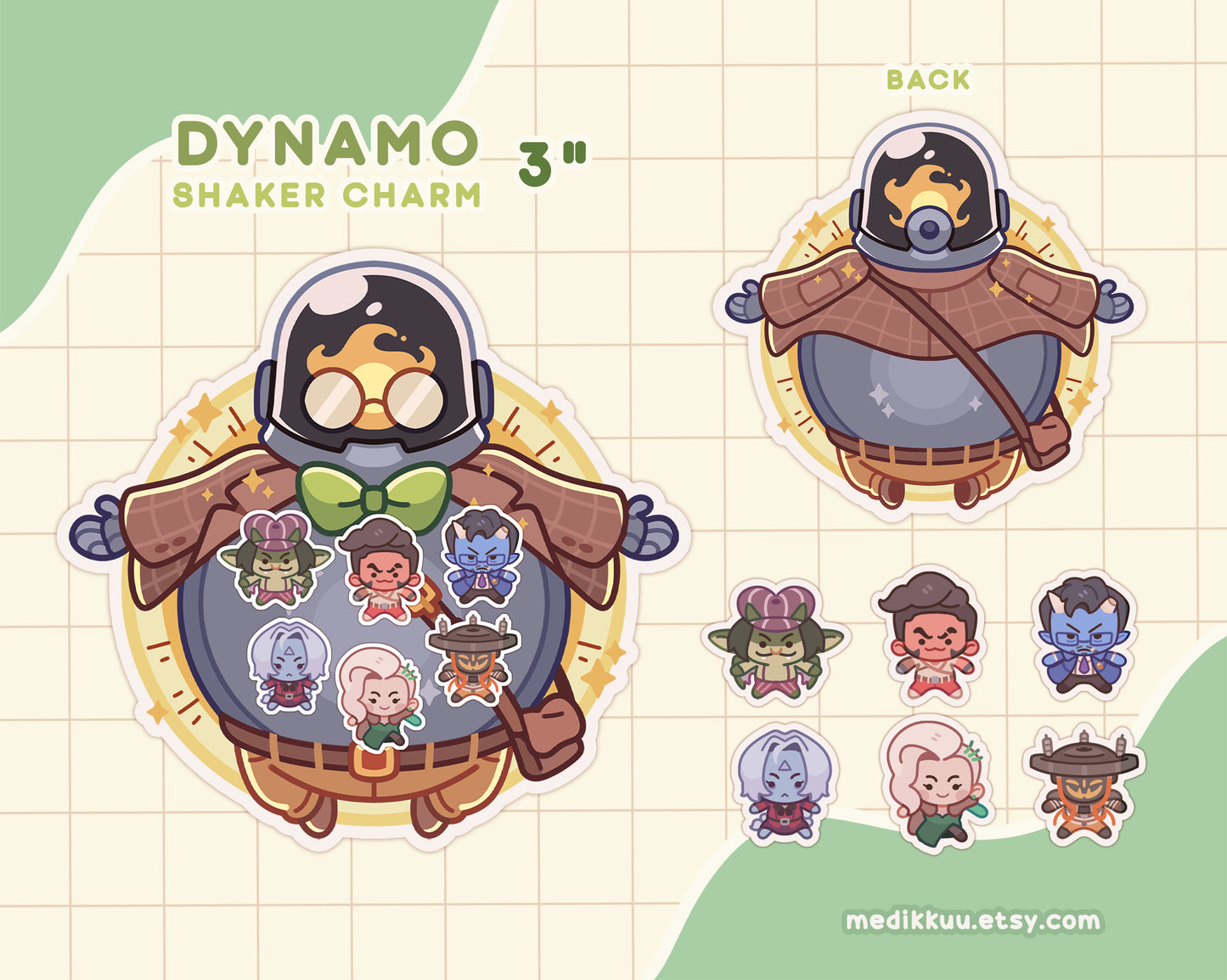 deadlock dynamo shaker keychain charm (3" acrylic shaker)
