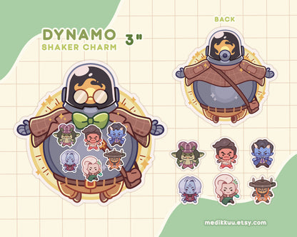 deadlock dynamo shaker keychain charm (3" acrylic shaker)