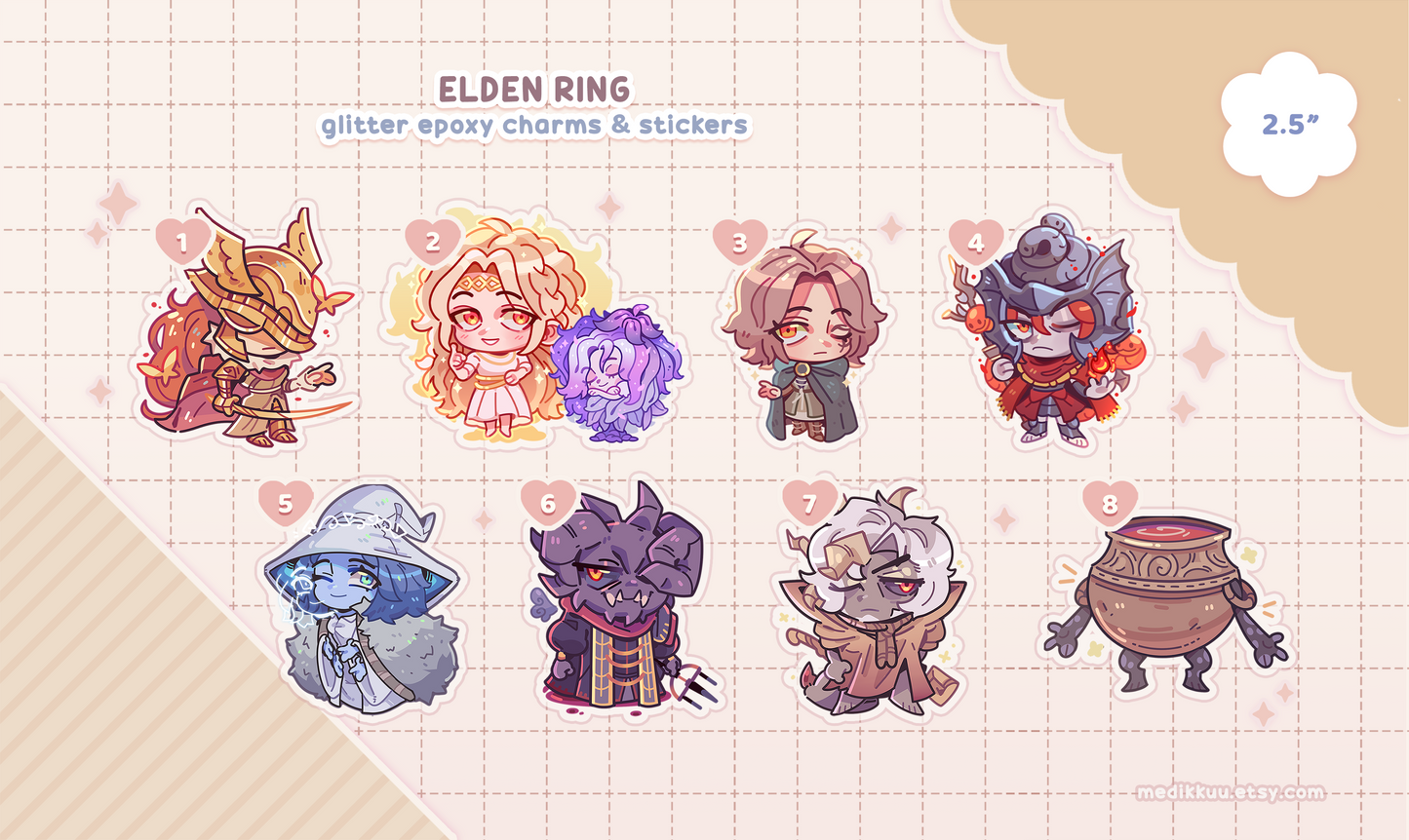 elden ring charm keychains & stickers