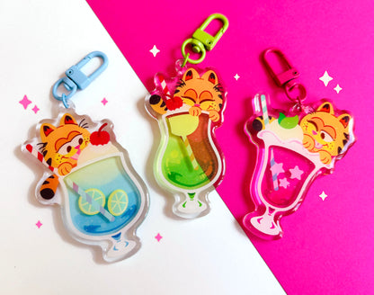 garfield drink charms keychains (3" glitter epoxy)