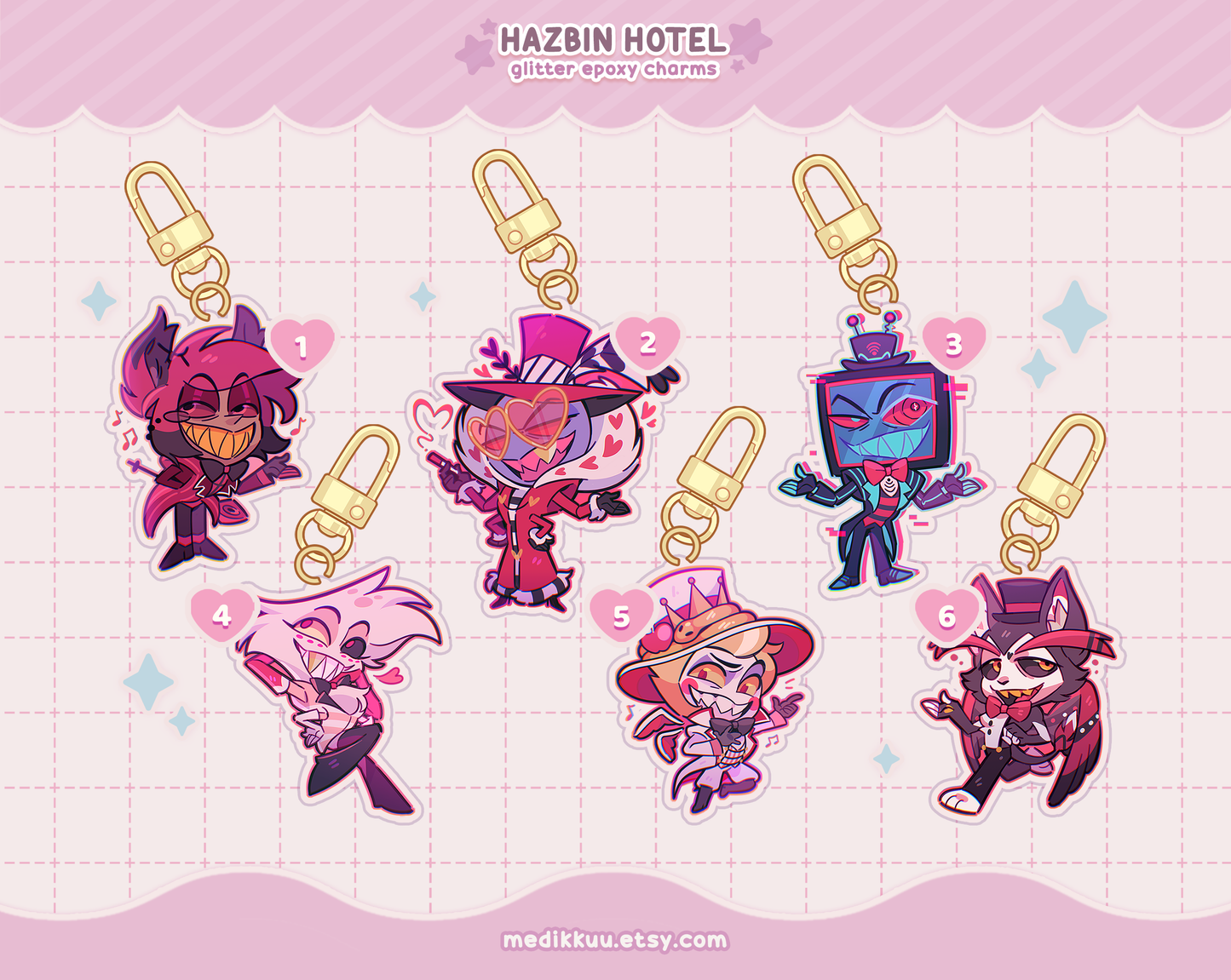 hazbin hotel charms keychains & stickers