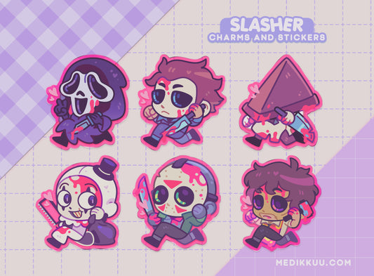 horror/slasher charms keychains & stickers (2" epoxy)