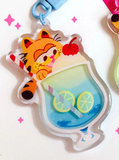 garfield drink charms keychains (3" glitter epoxy)