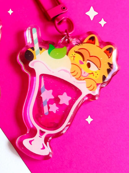 garfield drink charms keychains (3" glitter epoxy)
