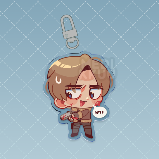 leon kennedy charm & sticker (2.4") | resident evil
