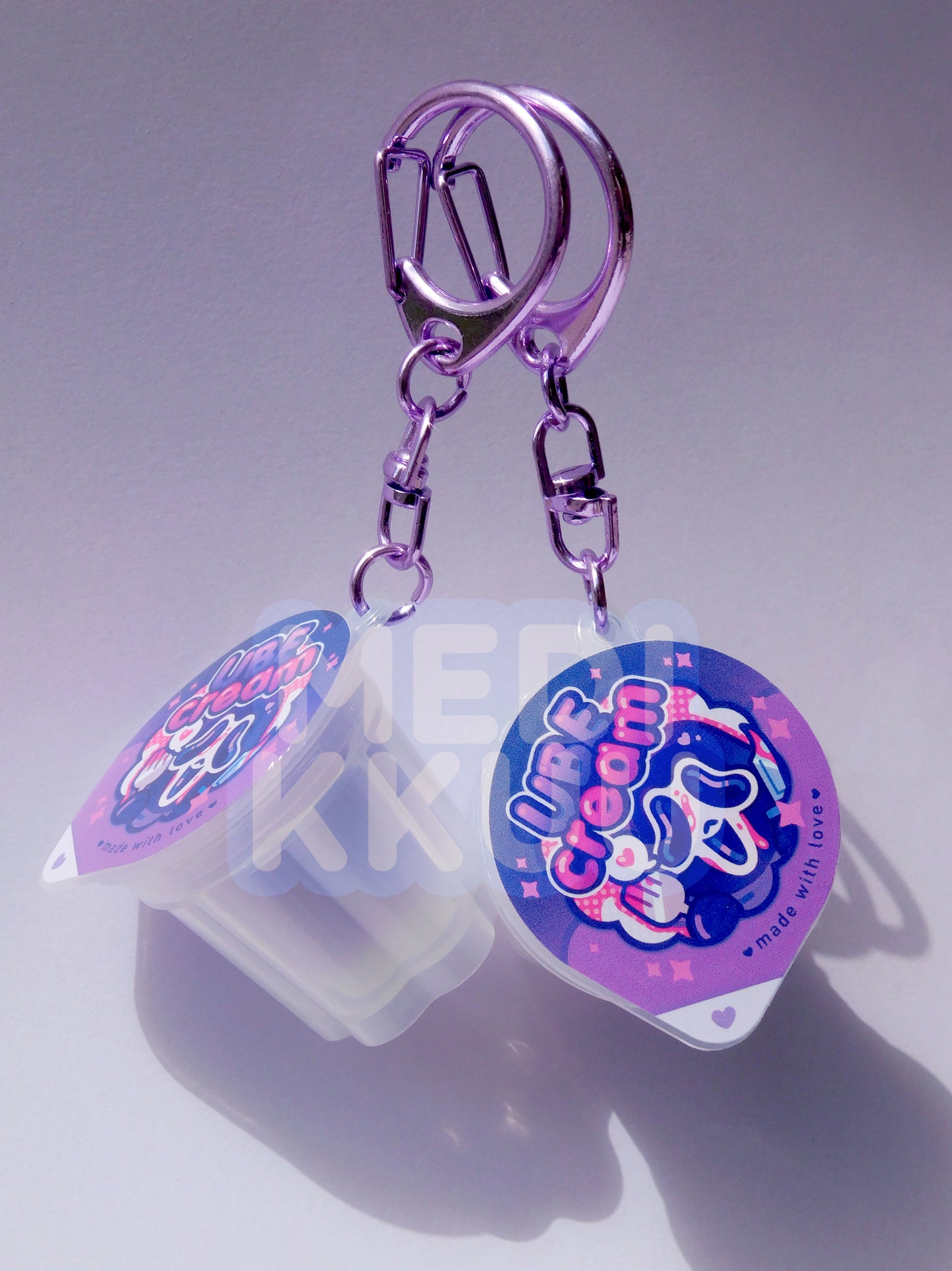ghostface ube pudding cup charm | squishy toy fidget keychain