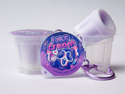 ghostface ube pudding cup charm | squishy toy fidget keychain