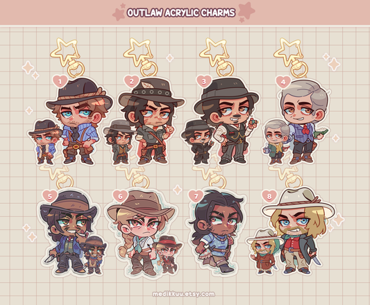 red dead redemption charms keychains (2.5" Glitter Epoxy)